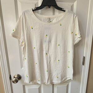 Vintage America White Tee with Pineapple Embroidery Large NWT
